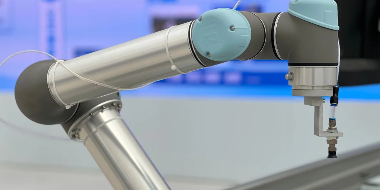 Industrial robotic arm on an automated production line