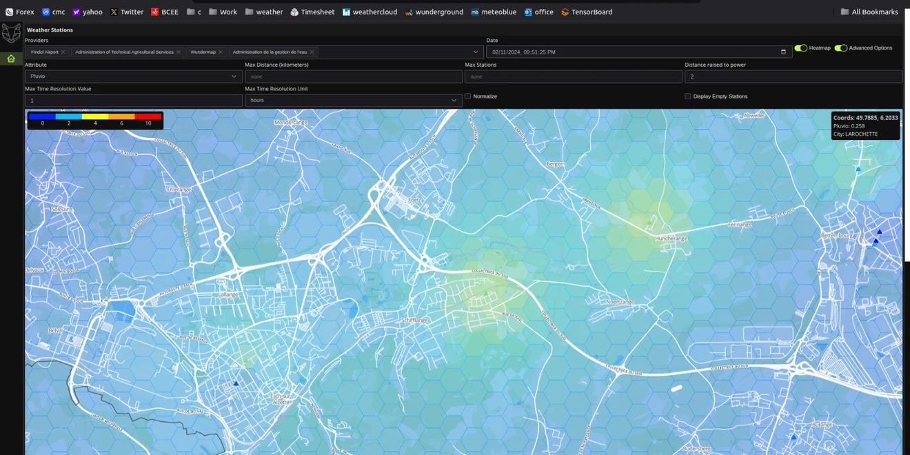 Geospatial solar-potential heatmap simulated on GreyCat