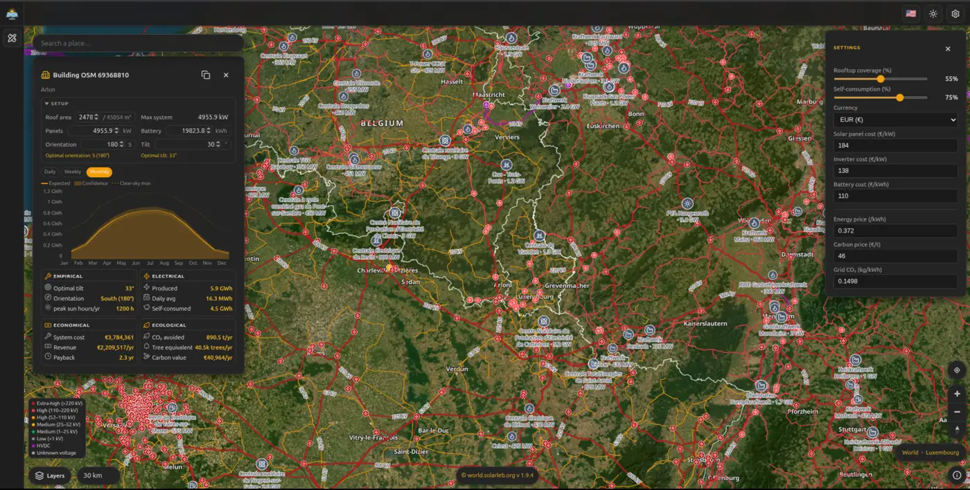 Solar World — planet-scale rooftop solar mapping