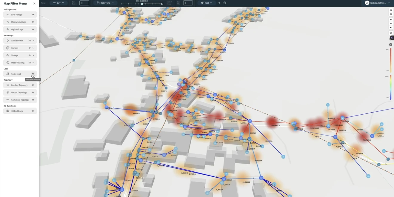 GreyCat digital twin: an electricity-grid network mapped over its real-world geography